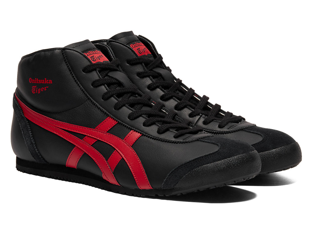 Onitsuka Tiger Mexico Mid Runner Sneakers - Black / Classic Red