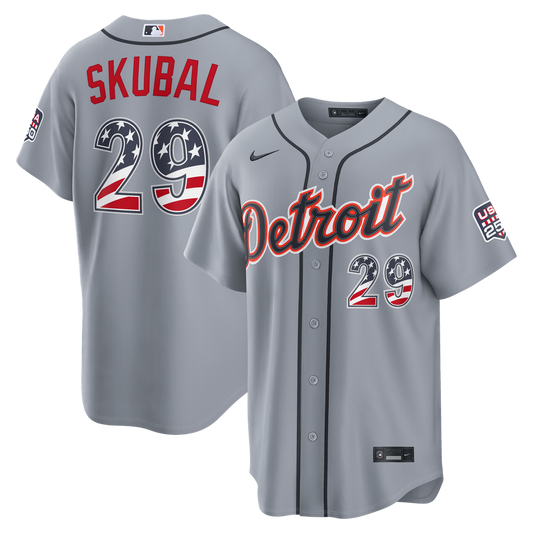 Tarik Skubal Detroit Tigers Nike USA 250 Fourth of July Road Stadium Jersey - Gray