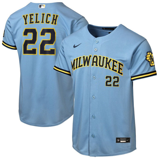 Christian Yelich Milwaukee Brewers Nike Youth Road Stadium Jersey - Powder Blue