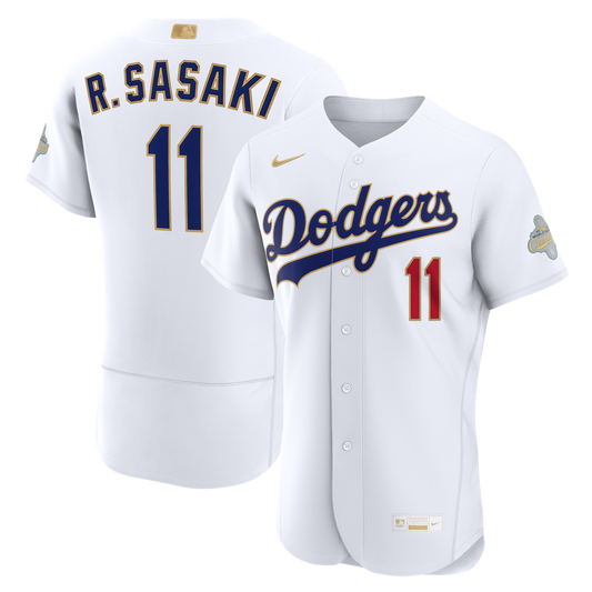 Roki Sasaki Los Angeles Dodgers Nike 2026 Gold Collection Authentic Jersey - White