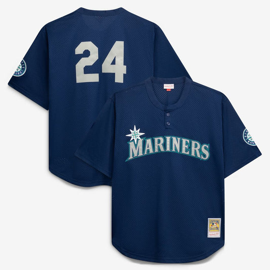 Seattle Mariners Mitchell & Ness Big & Tall Cooperstown Collection Mesh Batting Practice Jersey - Navy