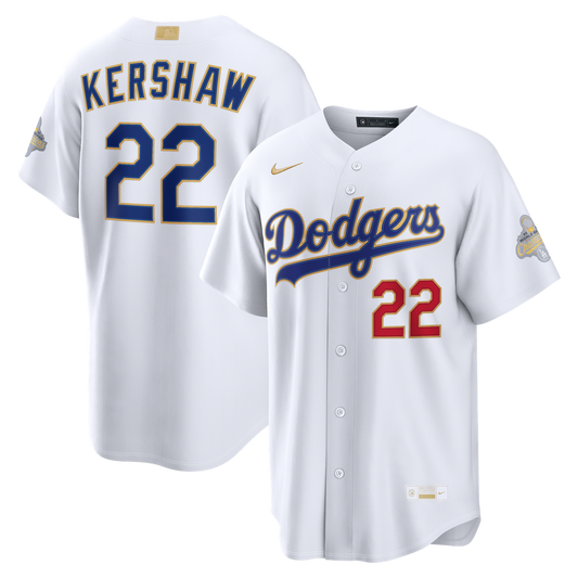 Clayton Kershaw Los Angeles Dodgers Nike 2026 Gold Collection Stadium Jersey - White