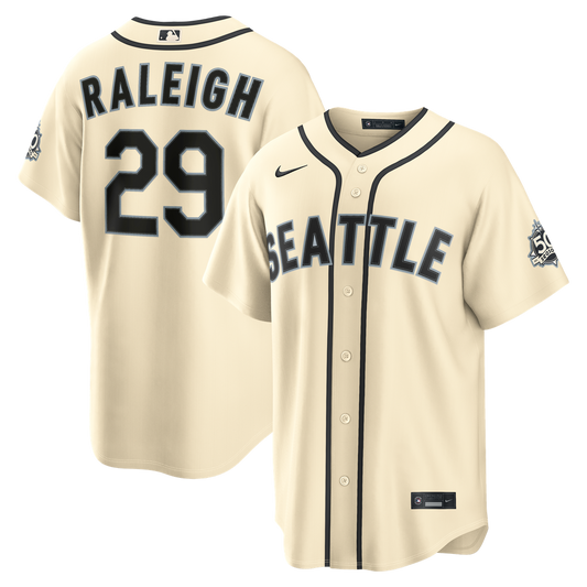 Cal Raleigh Seattle Mariners Nike Alternate Stadium Jersey - Cream