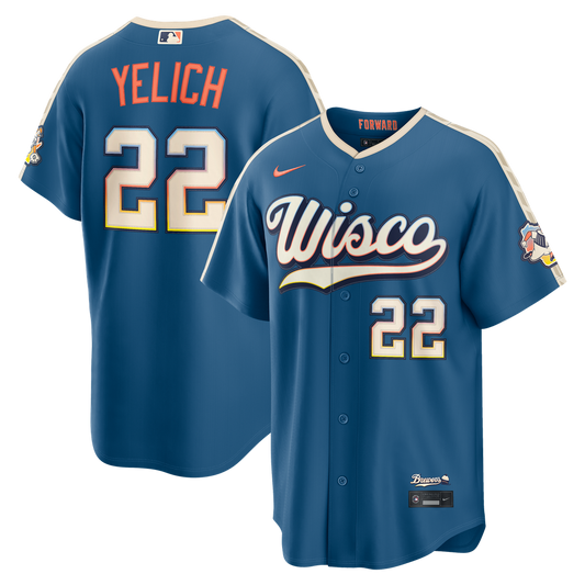 Christian Yelich Milwaukee Brewers Nike 2026 City Connect Stadium Jersey - Mineral Blue