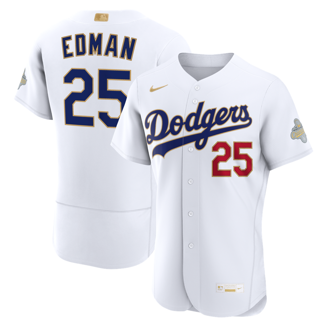 Tommy Edman Los Angeles Dodgers Nike 2026 Gold Collection Authentic Jersey - White