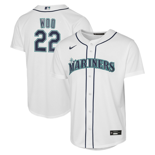 Bryan Woo Seattle Mariners Nike Youth Home Baseline Jersey - White